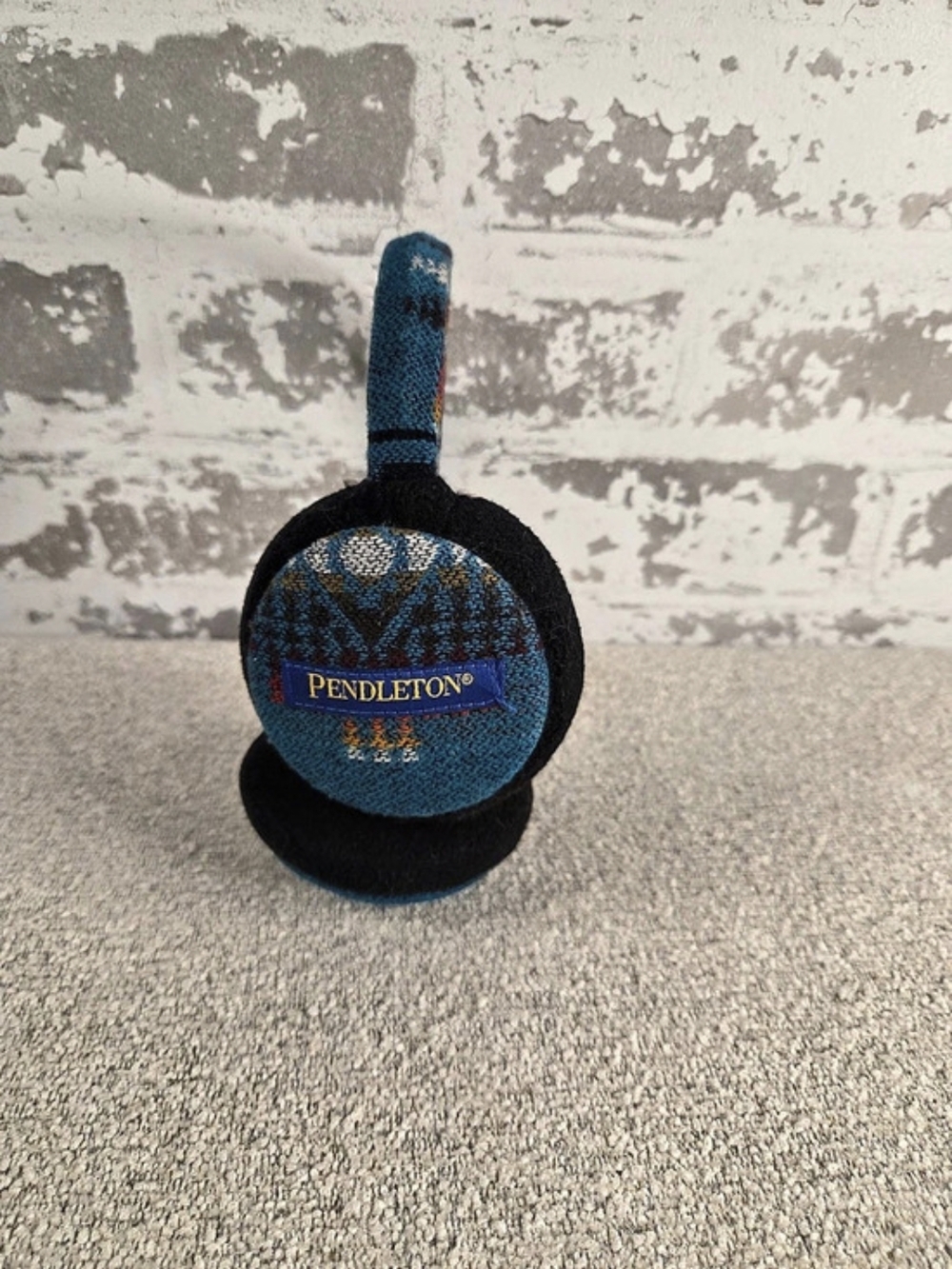 Pendleton Wool Earmuffs Teal Blue Southwestern Aztec Fleece Lined